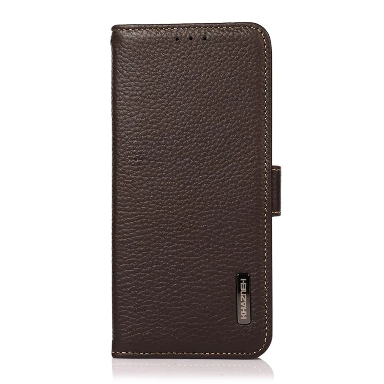 Étui Litchi Texture KHAZNEH pour Oppo Find X5 Pro, Design de support tout-rond Éclat de choc Cuir véritable + Étui RFID Blocking TPU avec Portefeuille - Marron
