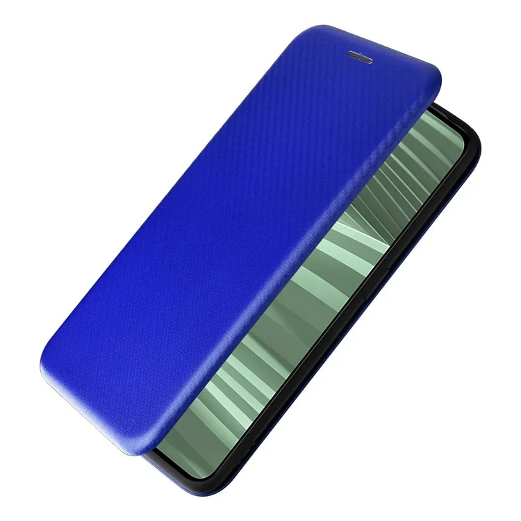 For Realme GT2 Pro 5G Carbon Fiber Texture Magnetic Auto Closure Leather Case Stand Cover - Blue