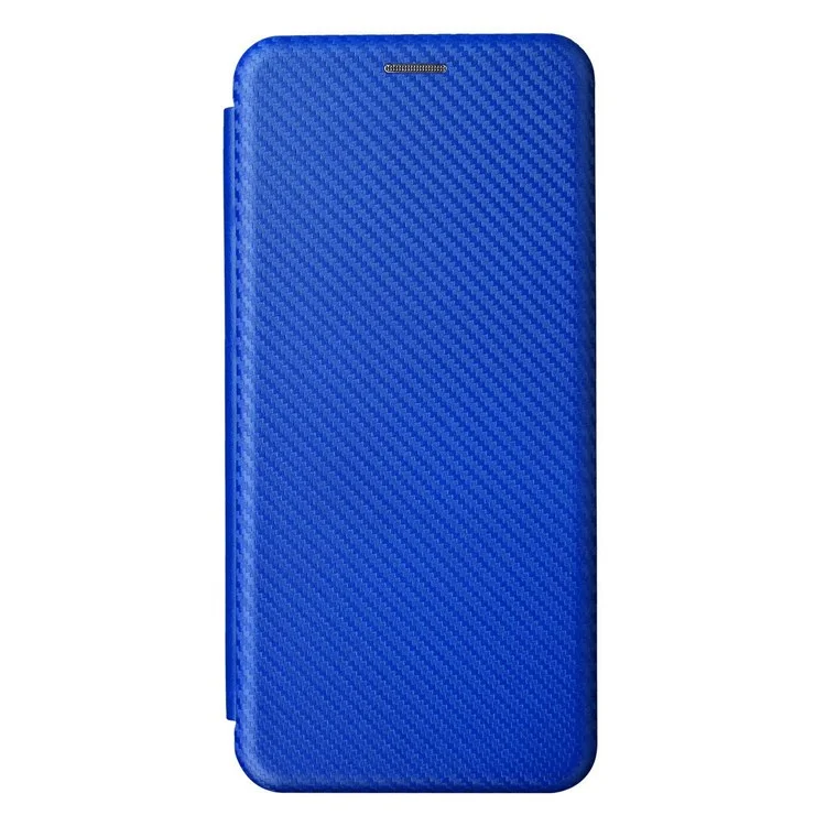 For Realme GT2 Pro 5G Carbon Fiber Texture Magnetic Auto Closure Leather Case Stand Cover - Blue