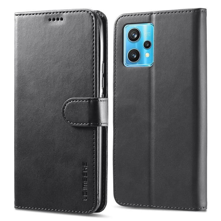 Lc. Imeeke Pour Realme 9/9 Pro + Coupe Magnétique Dualatique Texturant PU Couverture de Puther - le Noir