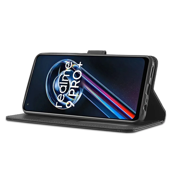 Lc. Imeeke Pour Realme 9/9 Pro + Coupe Magnétique Dualatique Texturant PU Couverture de Puther - le Noir