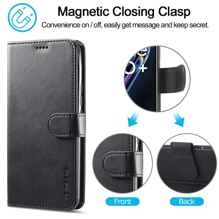 Lc. Imeeke Pour Realme 9/9 Pro + Coupe Magnétique Dualatique Texturant PU Couverture de Puther - le Noir