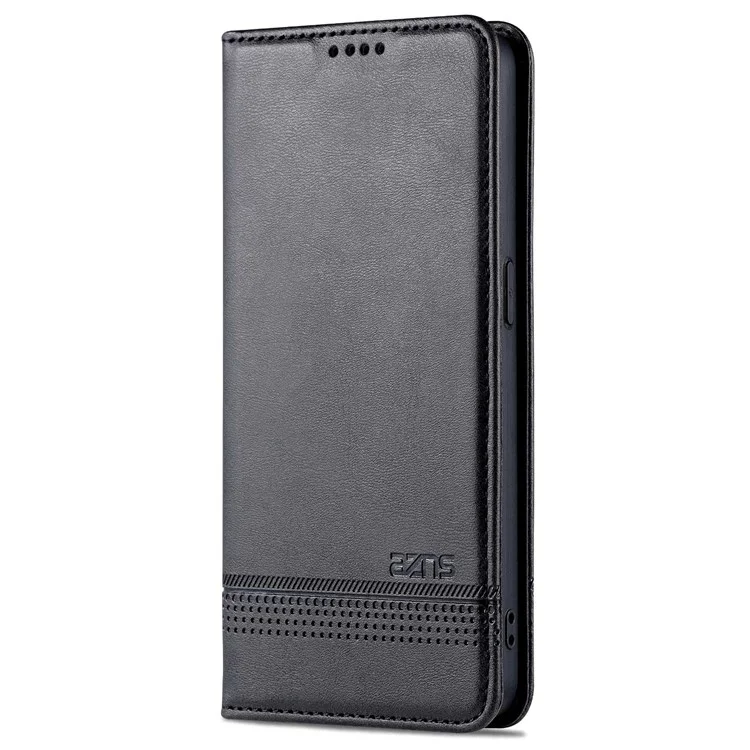 Azns Für Oppo Reno7 5G (global) Strukturierte PU Leder-telefonhülle Magnetische Automatische Abdeckung Mit Standbrieftasche - Schwarz