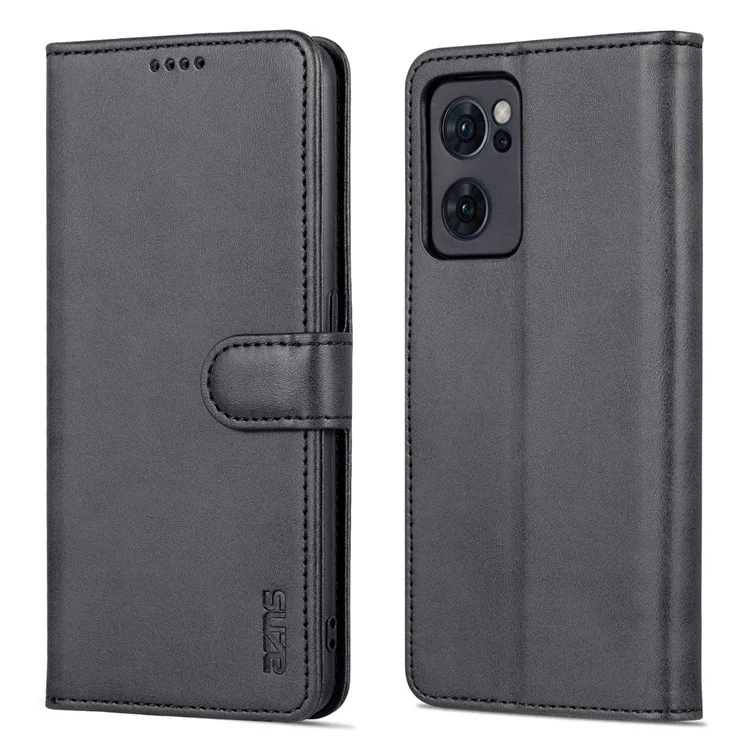 AZNS para Oppo Reno7 5G (Global) Funda de Cartera de Piel de PU Funda Flip Phone con Protección Completa - Negro