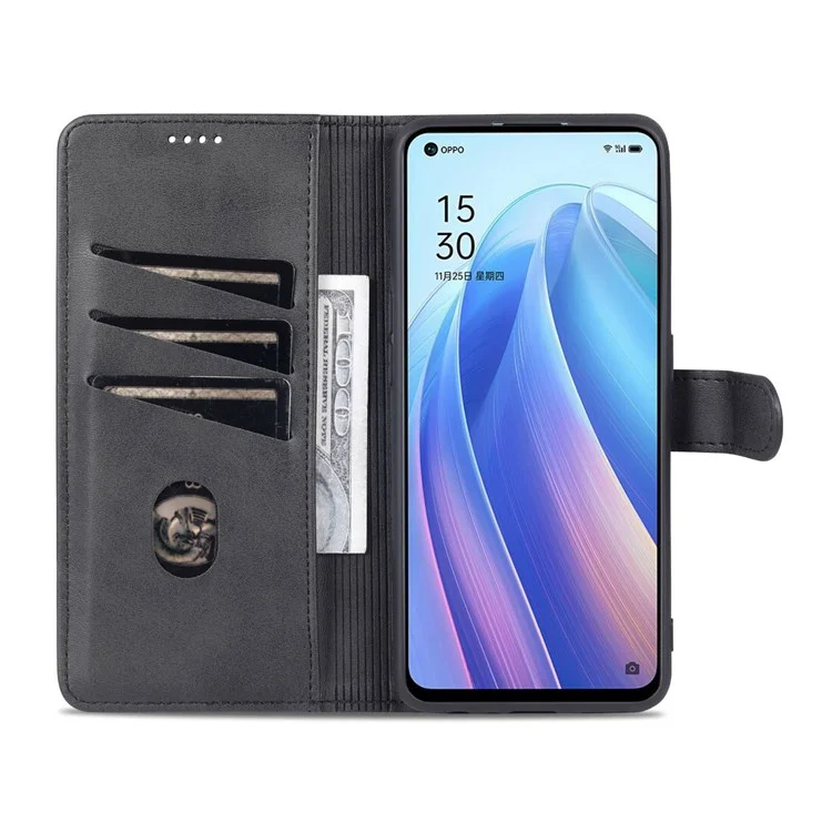 AZNS para Oppo Reno7 5G (Global) Funda de Cartera de Piel de PU Funda Flip Phone con Protección Completa - Negro