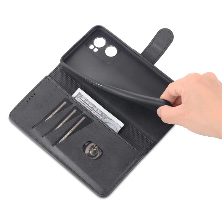 AZNS para Oppo Reno7 5G (Global) Funda de Cartera de Piel de PU Funda Flip Phone con Protección Completa - Negro