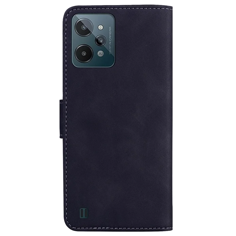 For Realme C31 Butterfly Pattern Printing PU Leather Stand Skin-touch Feeling Phone Case Wallet Protective Cover - Black