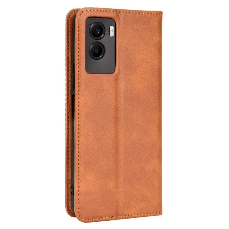 Para Vivo Y55s 5G Mosaic Impresión de Cuero Retro + TPU Magnetic Autom Telephone Case Con Billetera de Soporte - Marrón