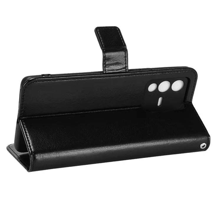 Для Vivo S12/V23 5G в Стиле Кошелька Против Split Split Leather Phone Case Crazy Horse Texture Хорошо Защищенная Подставка Для Телефона - Черный