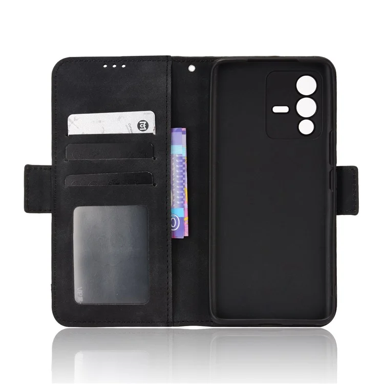 Для Vivo S12/V23 5G Slots Shocper -resean The Leather Wallet Covert Case Cope Phone Cople - Черный