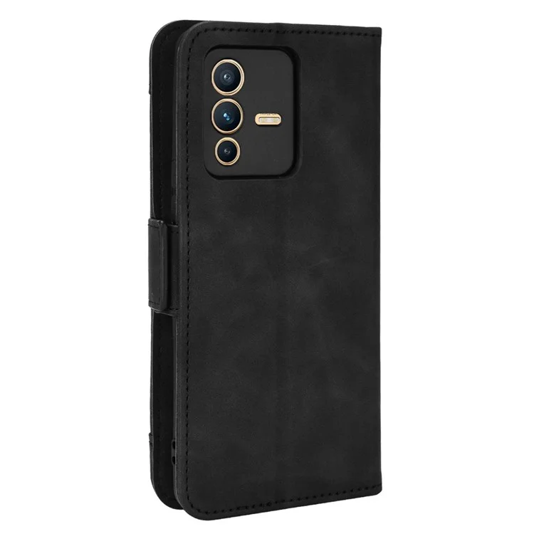 Для Vivo S12/V23 5G Slots Shocper -resean The Leather Wallet Covert Case Cope Phone Cople - Черный