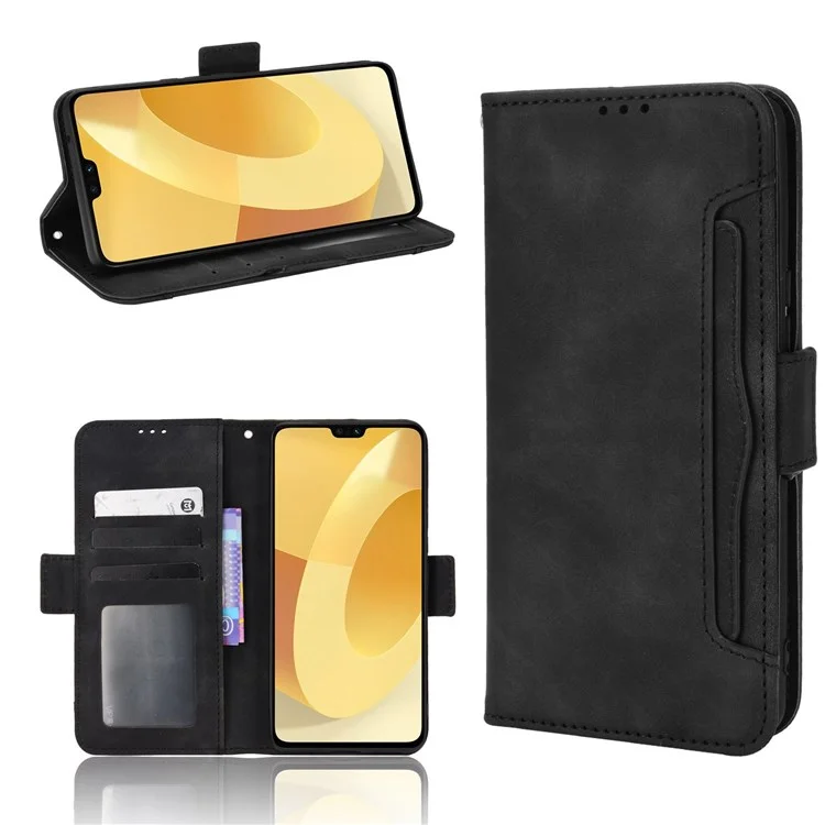 Для Vivo S12/V23 5G Slots Shocper -resean The Leather Wallet Covert Case Cope Phone Cople - Черный