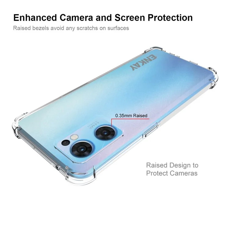 Enkay-hut Prince Clear Phone Case Für Oppo Reno7 5G (Global), Vier-corner-schocksicheres Weiches Tpu-schutzabdeckung Mit Anti-schlupf-streifen