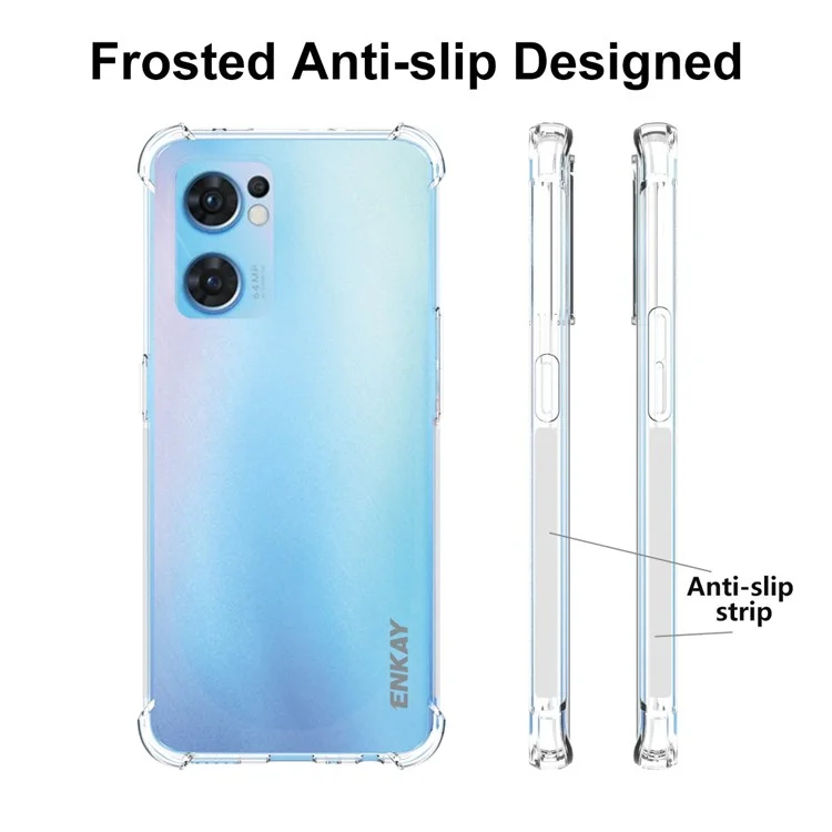 Enkay-hut Prince Clear Phone Case Für Oppo Reno7 5G (Global), Vier-corner-schocksicheres Weiches Tpu-schutzabdeckung Mit Anti-schlupf-streifen