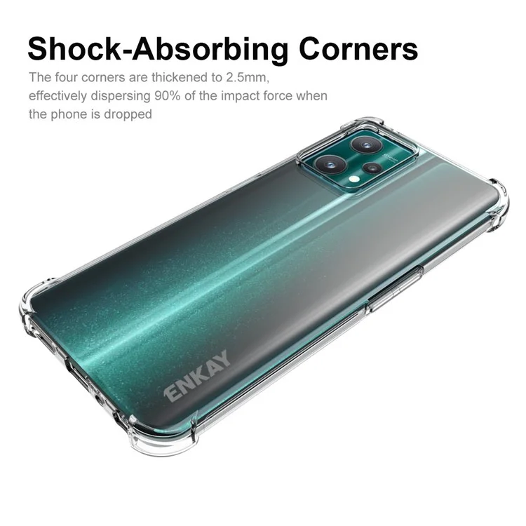 Enkay Hat Prince Para Realme 9 Pro/V25 Transparente Flexível TPU Case Anti-slip Edge Corners Corners Proteção Tampa