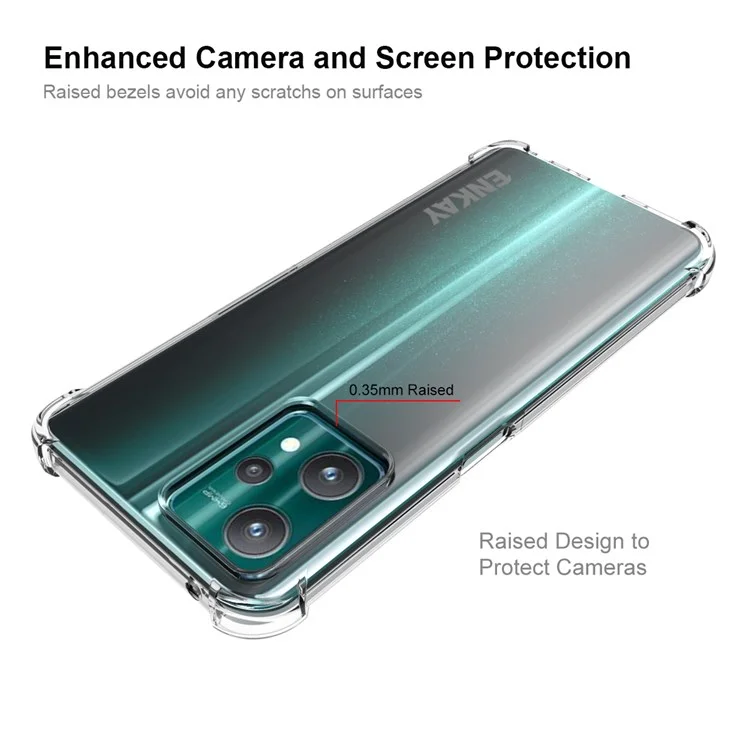 Enkay Hat Prince Para Realme 9 Pro/V25 Transparente Flexível TPU Case Anti-slip Edge Corners Corners Proteção Tampa