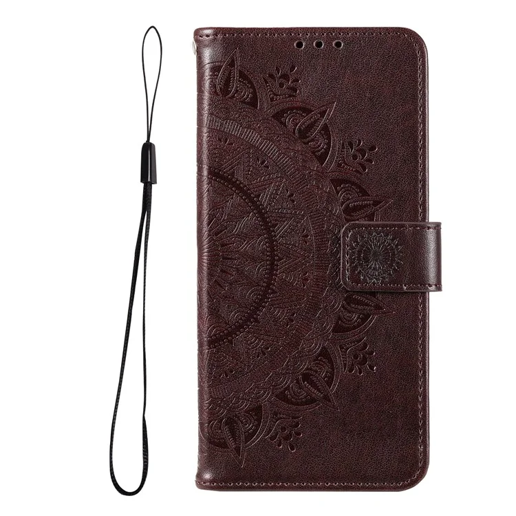 Para Oppo A16/a16s/a54s Mandala Flor Impresso Pelo Pelo de Capelo Pelo Capa de Choqueta de Choque Casa Com Altura - Castanho