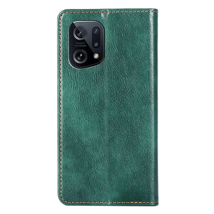 Shockproof Wallet Case for Oppo Find X5 Anti-drop PU Leather Folio Flip Cover Magnetic Closure Phone Protector with Stand - Green