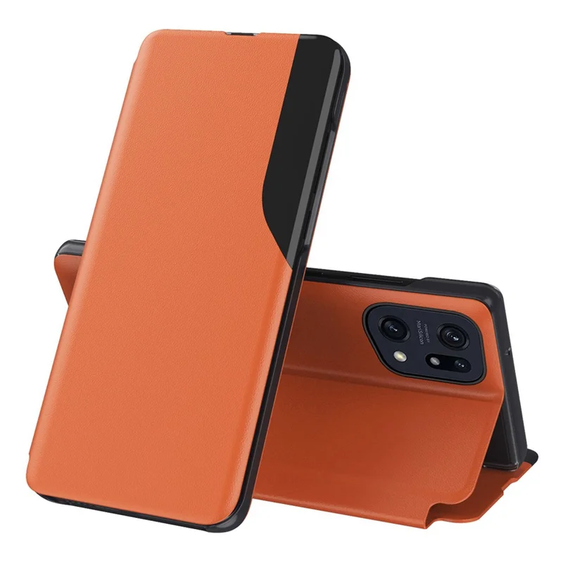 For Oppo Find X5 Phone Case Folio Flip PU Leather Stand Cover - Orange