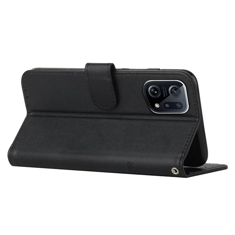 Per Oppo Trova X5 Copertina Per il Portafoglio di Design Per Cuciture PU Peibile Puili Per Visuali - Nero