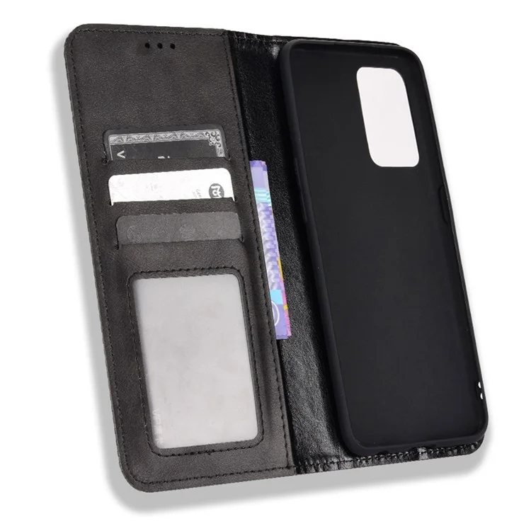 Für Oppo Reno7 5G (Global)/Find X5 Lite Schutzhülle Mosaik bedruckt Retro-Leder-Magnetschalen-Standfunktion Handyhülle - Schwarz