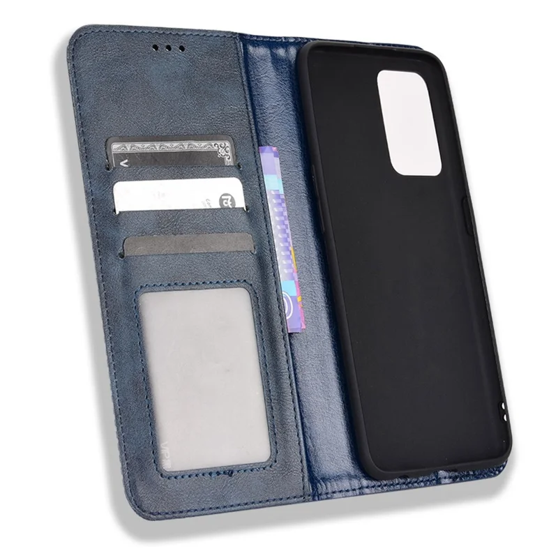 Pour Oppo Reno7 5G (Global)/Find X5 Lite Étui de protection Mosaic Imprinted Retro Leather Magnetic Shell Stand Wallet Cell Phone Cover - Bleu