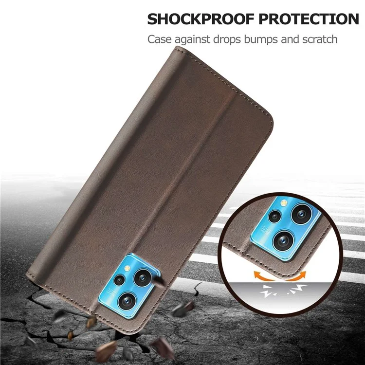 LC.IMEEKE for Realme OnePlus Nord 2 Lite 5G / CE 2 Lite 5G / 9 Pro 5G / 9 5G / V25 PU Leather Cover Stand Wallet Phone Case - Brown