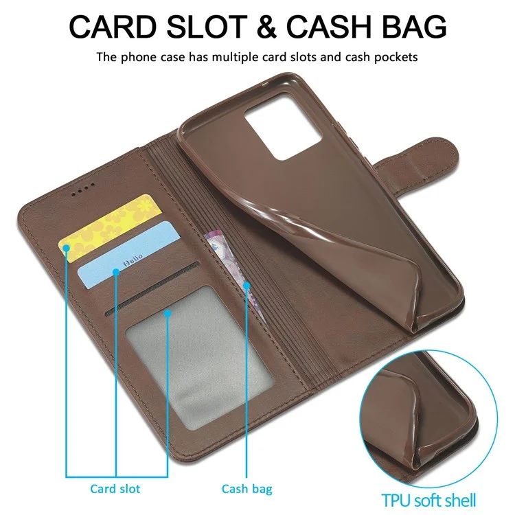 LC.IMEEKE for Realme OnePlus Nord 2 Lite 5G / CE 2 Lite 5G / 9 Pro 5G / 9 5G / V25 PU Leather Cover Stand Wallet Phone Case - Brown
