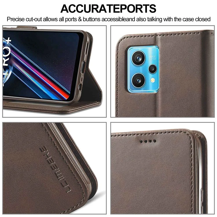 LC.IMEEKE for Realme OnePlus Nord 2 Lite 5G / CE 2 Lite 5G / 9 Pro 5G / 9 5G / V25 PU Leather Cover Stand Wallet Phone Case - Brown