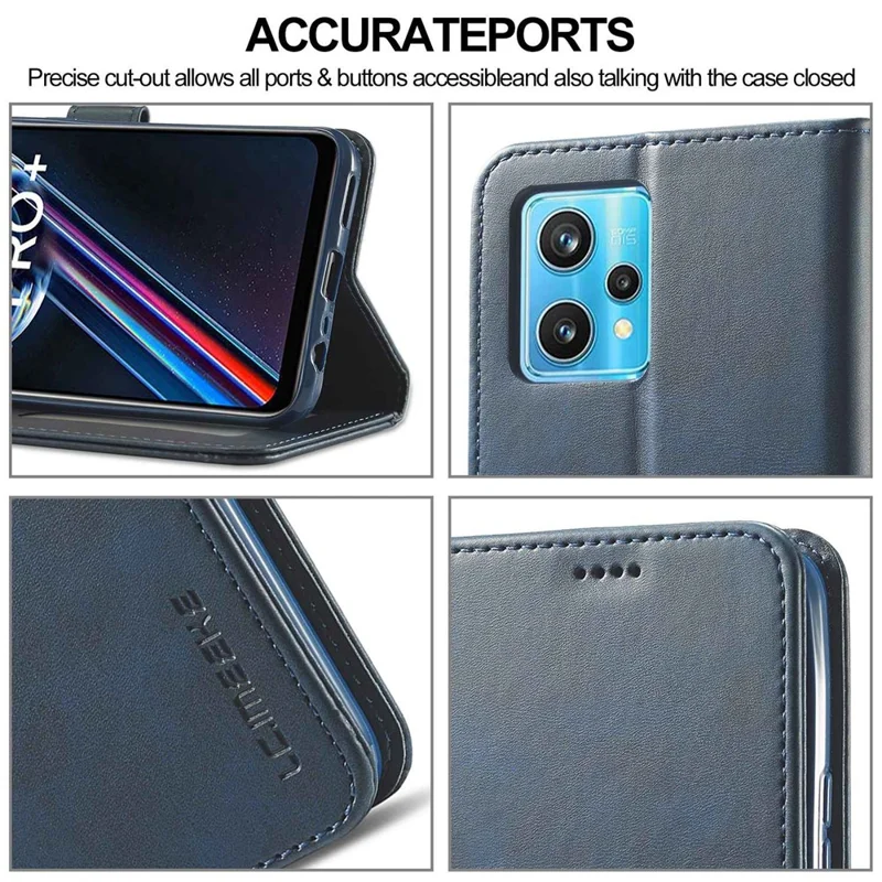 LC.IMEEKE custodia in pelle PU con supporto e portafoglio per Realme OnePlus Nord 2 Lite 5G / CE 2 Lite 5G / 9 Pro 5G / 9 5G / V25 - Blu