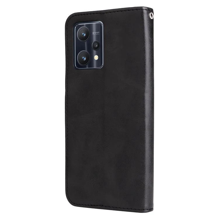Для Realme 9 Pro 5G / 9 5G / V25 Чехол-бумажник из искусственной кожи, магнитный откидной чехол на молнии с подставкой, защитный чехол для телефона - черный
