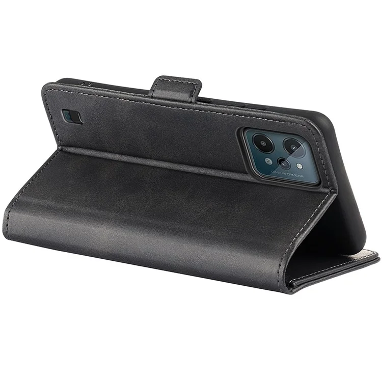Für Realme C31 4G Textured pu Leder Case Dual Magnetic Clasp Wallet Ständer Schockdelie Telefonhülle - Schwarz