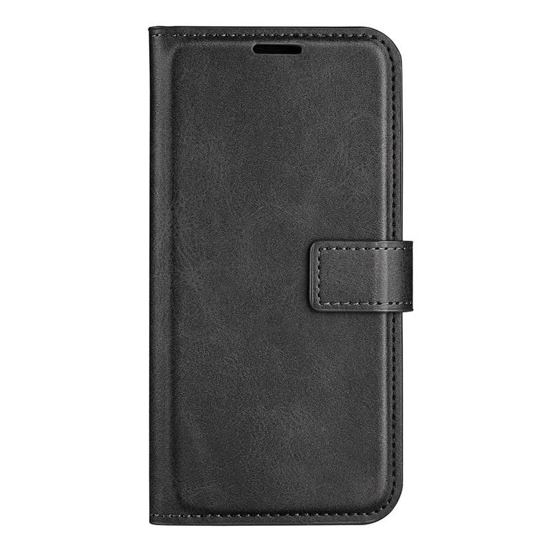 Textured PU Leather Stand Phone Case for Realme C31 4G, Square Magnetic Clasp Wallet Shell - Black