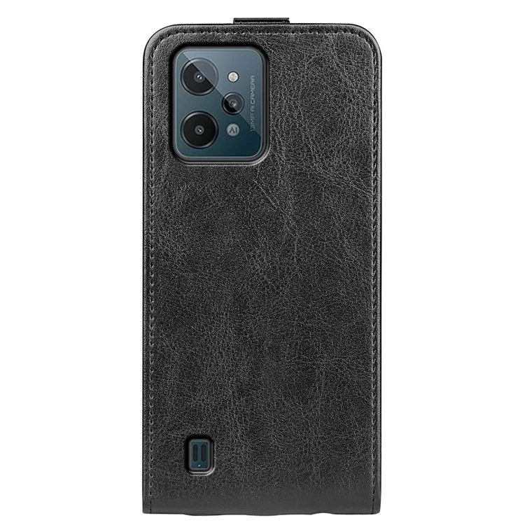Vertical Flip Leather Cover for Realme C31 4G, Crazy Horse Texture Card Holder Protective Case - Black