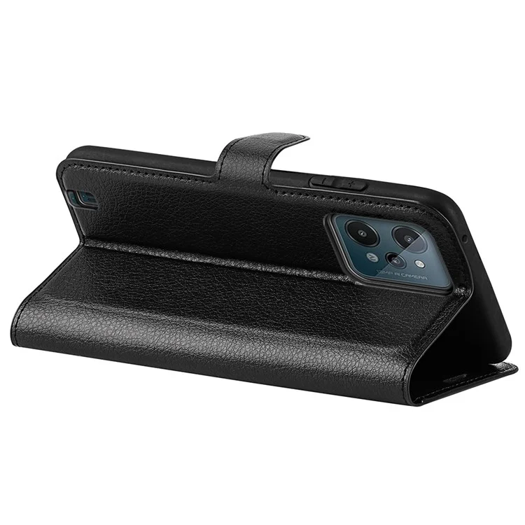 Для Realme C31 4G Litchi Texture Stand Coverse Cover Cover Coath - Черный