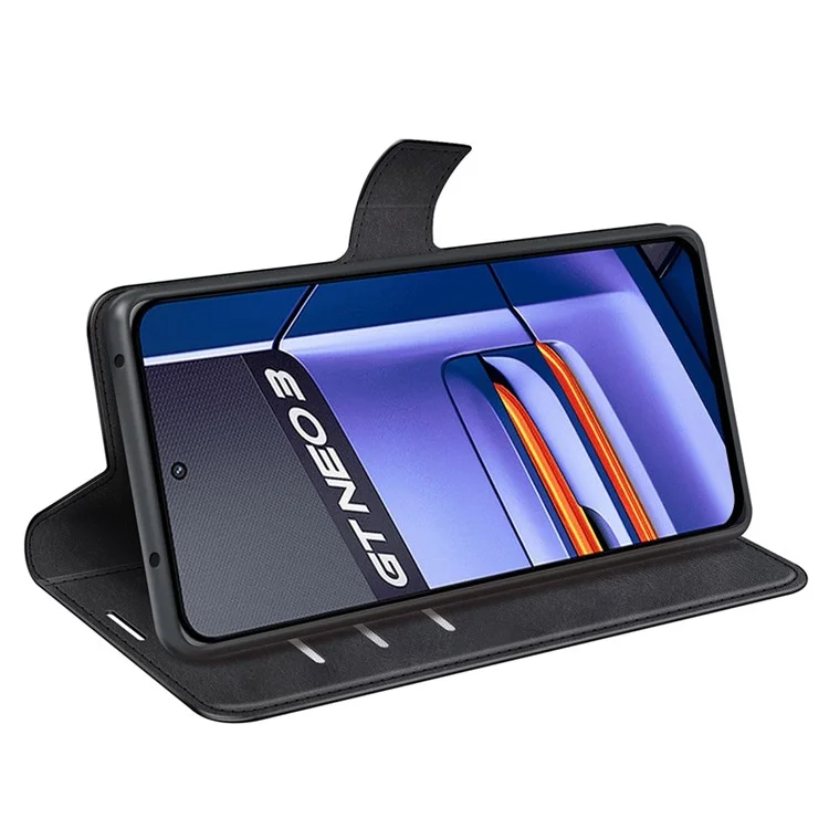 Per Realme GT Neo3 Teo3 PU Tettura PU Squagatore Copper Cover Coperchio Covello Del Paferet - Nero