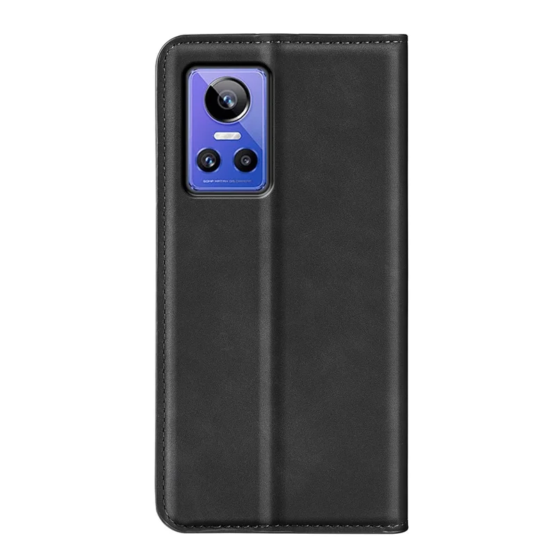 PU Cuero Toque de Piel Case de Teléfono Para Reino gt Neo3, Stand de Billetera Magnética Absorta Automáticamente Con Cáscara - Negro