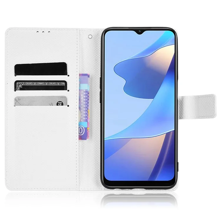 Für Oppo A16/a16s/a54s Diamond Textur PU Leder Schutz Telefonhülle Mit Brieftaschenstand - Weiß