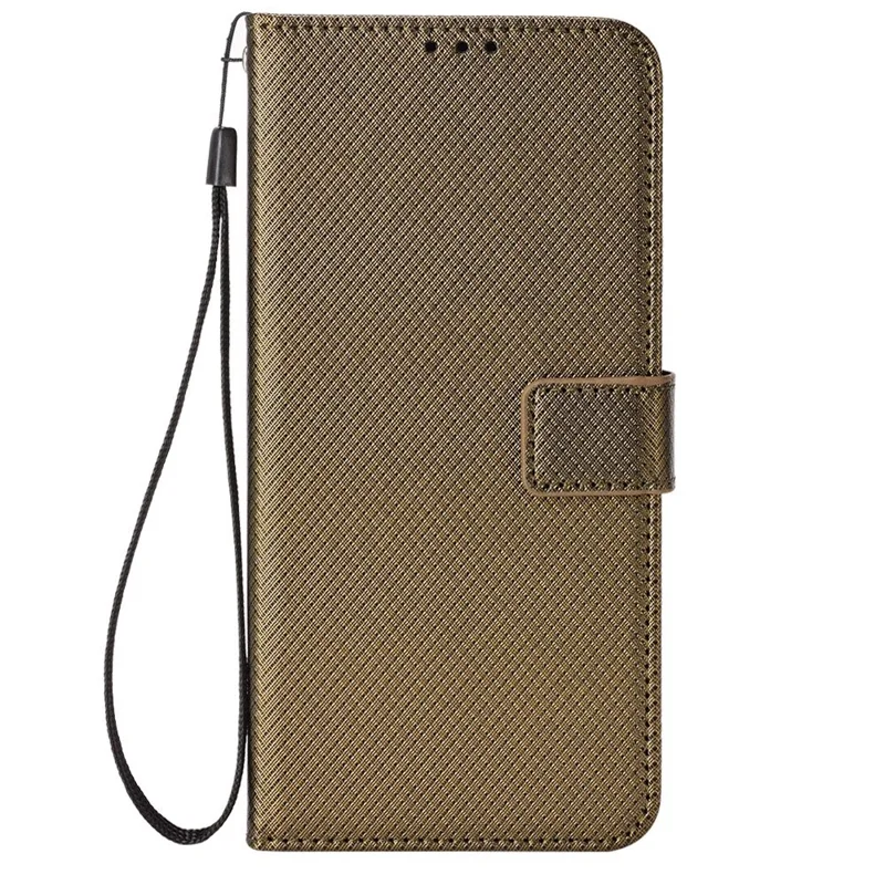 For Oppo A16/A16s/A54s Diamond Texture PU Leather Protective Phone Case with Wallet Stand - Brown