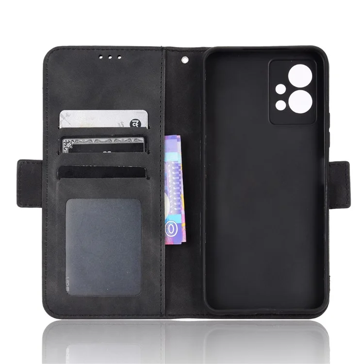 Für Vivo Y55 5g/y75 5g/t1 5g PU Lederkartenhalter Ständer Schockdichte TPU -innenhülle Brieftasche Design Magnetic Protect Flip Cover - Schwarz
