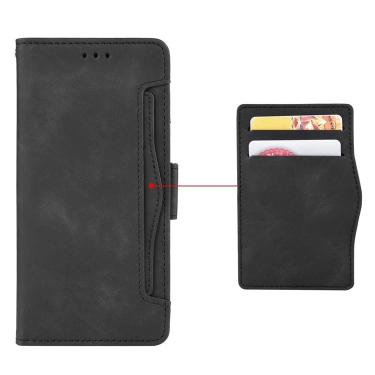 Für Vivo Y55 5g/y75 5g/t1 5g PU Lederkartenhalter Ständer Schockdichte TPU -innenhülle Brieftasche Design Magnetic Protect Flip Cover - Schwarz