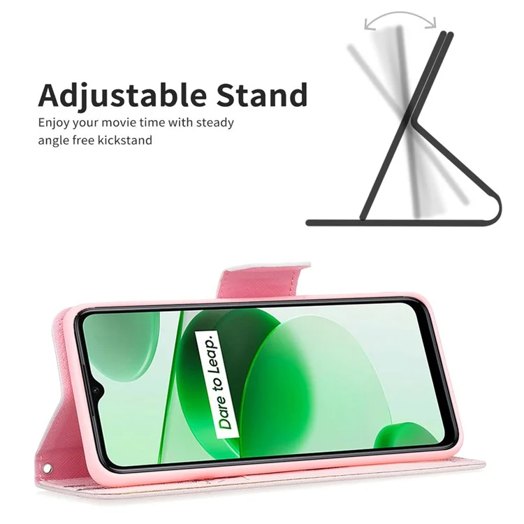 Für Realme C35 BF Muster Druck Leder Leder Serie-1 Magnetische Verschlussverschluss Telefonhülle Mit Einstellbarem Ständer Folio Flip Wallet Schutzhülle - Giraffe