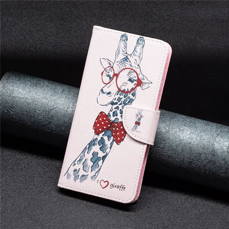 Für Realme C35 BF Muster Druck Leder Leder Serie-1 Magnetische Verschlussverschluss Telefonhülle Mit Einstellbarem Ständer Folio Flip Wallet Schutzhülle - Giraffe