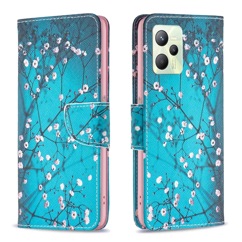 For Realme C35 Phone Case Pattern Printing PU Leather Wallet Stand Cover - Winter Sweet