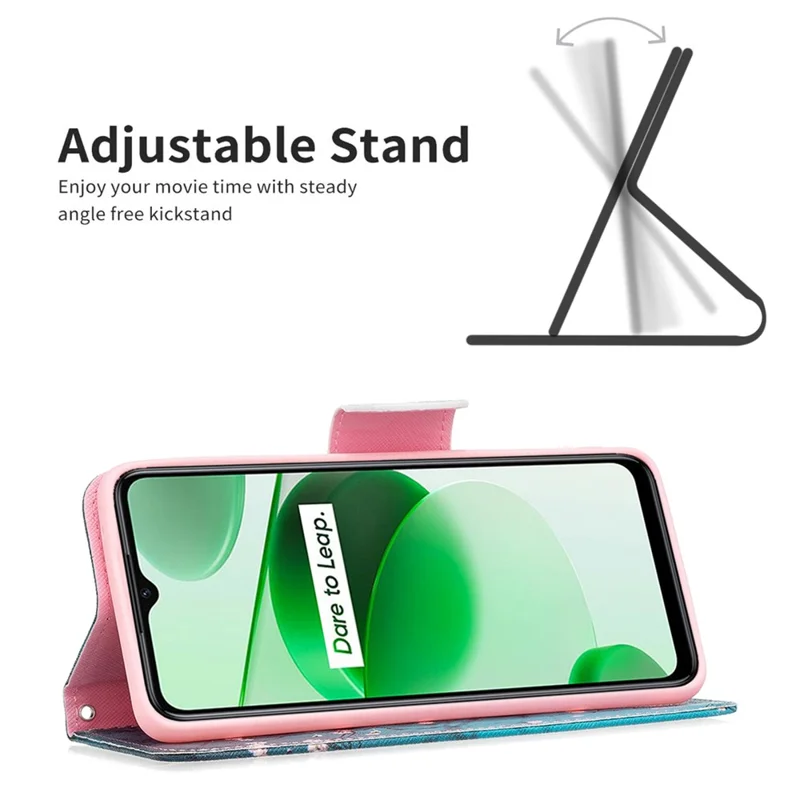 For Realme C35 Phone Case Pattern Printing PU Leather Wallet Stand Cover - Winter Sweet