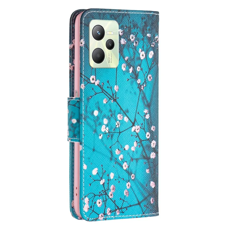 For Realme C35 Phone Case Pattern Printing PU Leather Wallet Stand Cover - Winter Sweet
