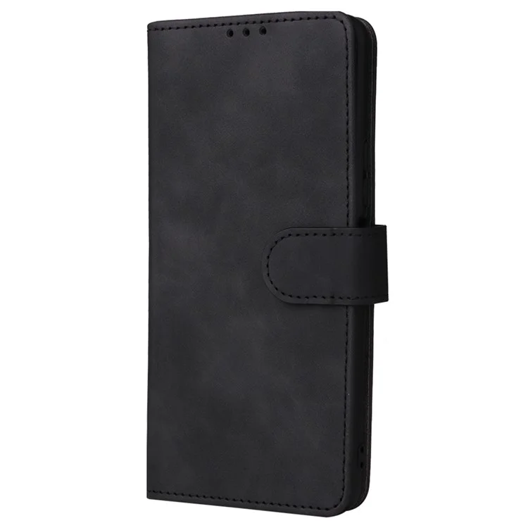 Para vivo Y76 5G/Y76s 5G/Y74s Skin-touch Feeling Wallet Stand PU Leather Shockproof Phone Case Shell - Preto