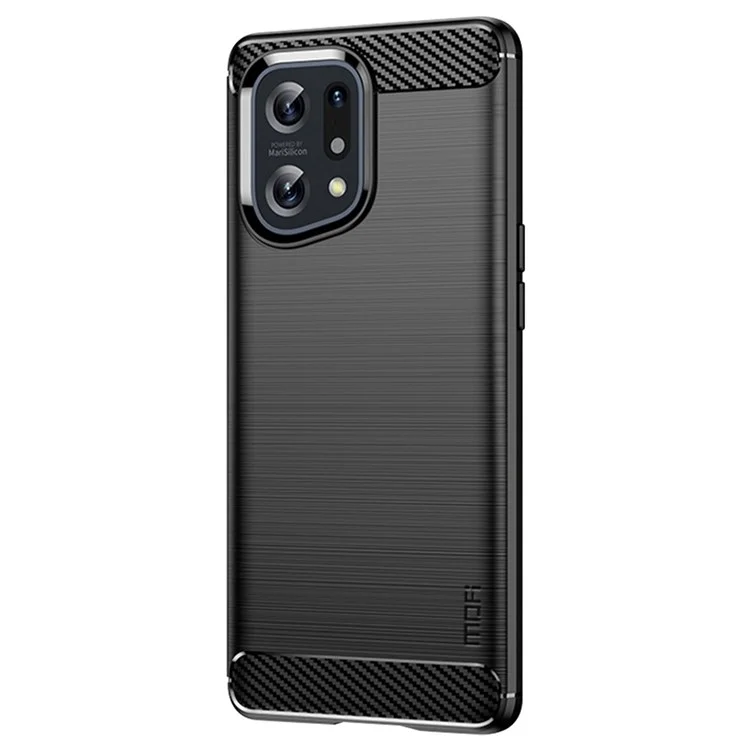 MOFI JK TPU Serie-1 Para Oppo Find X5 Fibra de Carbono Fibra de Carbono Case de Teléfono de Superficie Cepillado Soft TPU Cubierta Protectora Anti-caza - Negro