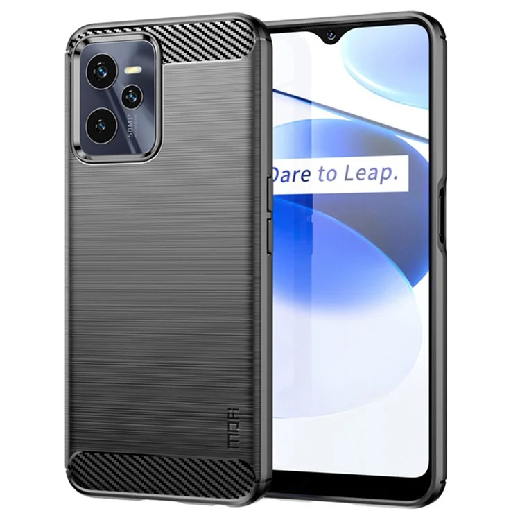 Mofi JK Tpu-serie-1 Für Realme C35 Gebürstete Oberflächenfaserfaser-telefonhülle Flexible TPU Anti-kratzer-wärme-abdeckung Abdeckung - Schwarz