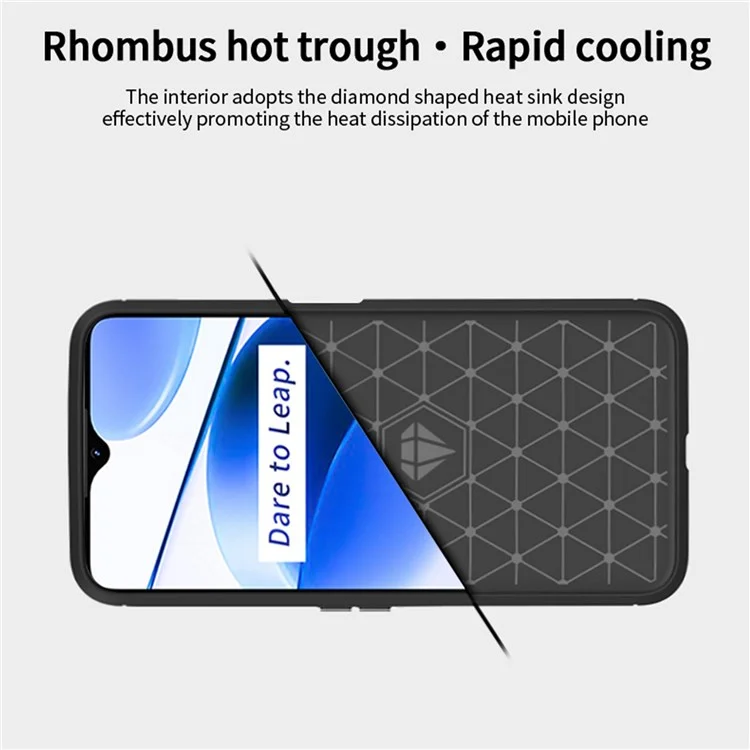 MOFI JK TPU Series-1 for Realme C35 Brushed Surface Carbon Fiber Phone Case Flexible TPU Anti-Scratch Heat Dissipation Back Cover - Black